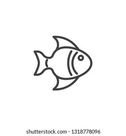 Fish side view line icon. linear style sign for mobile concept and web design. Exotic fish outline vector icon. Animal symbol, logo illustration. Pixel perfect vector graphics