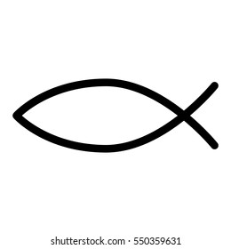 Fish sign. Christianity Ichthys Fish symbol. Fish line, outline logo. Ichthus icon
