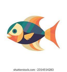 Fish sign. Color fish icon on white background. Abstract fish icon. Vector illustration