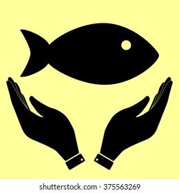 Fish sign. Flat style icon vector illustration.
