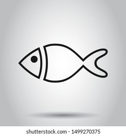 Fish sign icon in flat style. Goldfish vector illustration on isolated background. Seafood business concept.