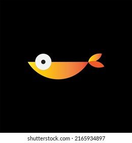 Icono de signo de pescado en estilo plano. Ilustración vectorial de peces dorados sobre fondo aislado negro. El concepto de negocio de los mariscos.