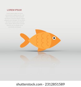 Fish sign icon in flat style. Goldfish vector illustration on white isolated background. Seafood business concept.