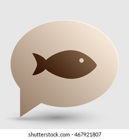 Fish sign illustration. Brown gradient icon on bubble with shadow.