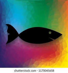 Fish sign illustration. Vector. Flat style black icon on white.