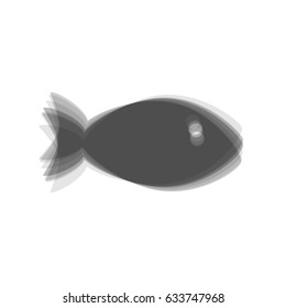 Fish sign illustration. Vector. Gray icon shaked at white background.