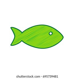 Fish sign illustration. Vector. Lemon scribble icon on white background. Isolated
