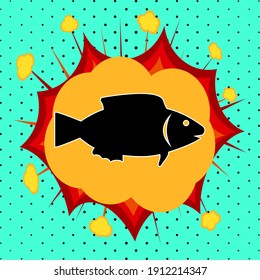 Fish sign, pop art explosion, vector illustration for design