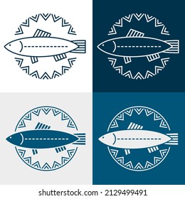 Fish sign. Stylish design fish in a circle