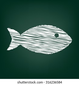 Fish sign. Vector illustration with chalk effect 