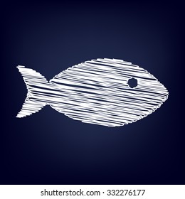 Fish sign. Vector illustration with chalk effect  