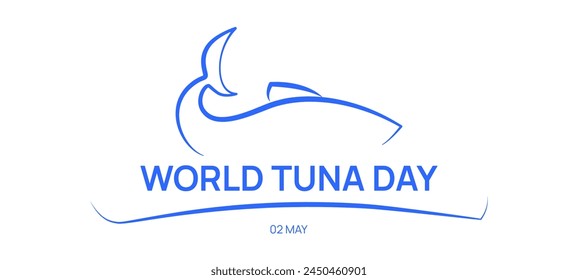 Fish sign. World tuna day. May 2. Modern tuna symbol for business, postcard, logo, t shirt, sticker, flyer. Vector illustration isolated on white background