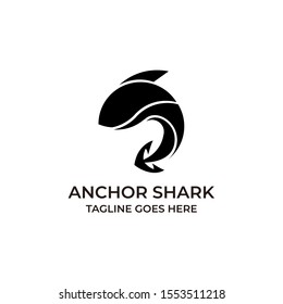 Fish Silhouette With Anchor Design concept Illustration Vector Template. Suitable for Creative Industry, Multimedia, entertainment, Educations, Shop, and any related business