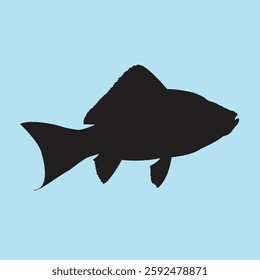 Fish Silhouette – Aquatic Animal Illustration Blue Background