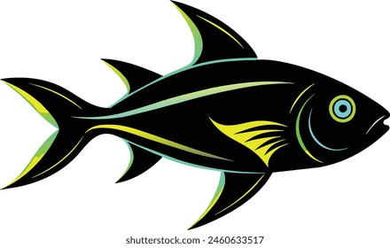 Una silueta de pez ilustración de Vector negro