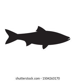 Fish silhouette. Black vector icon