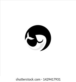 fish silhouette in circle logo vector template