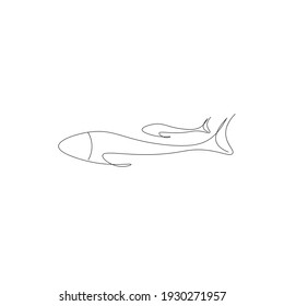 Fish silhouette drawing vector illustration