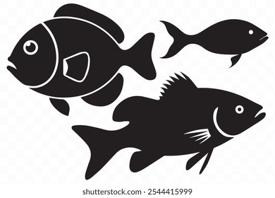 fish silhouette flat vector illustration 