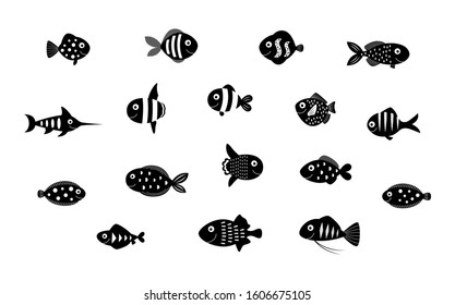 fish silhouette graphic vector collection