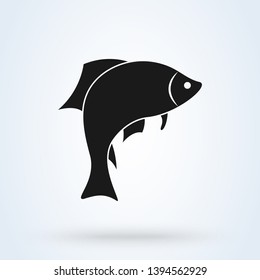 fish silhouette icon isolated on white background. Vector illustration 