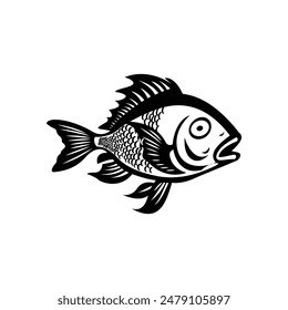 fish silhouette icon simple vector black and white