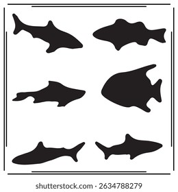 fish silhouette illustration isolated on white background