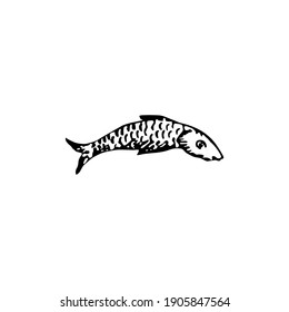 Fish Silhouette Illustration for Logo or Graphic Design Element. Vector Illustration