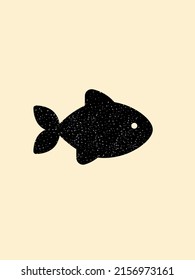 Fish silhouette. Label design. Animal silhouette. Logo. Black fish.