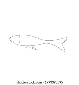 Fish silhouette line drawing vector illustration