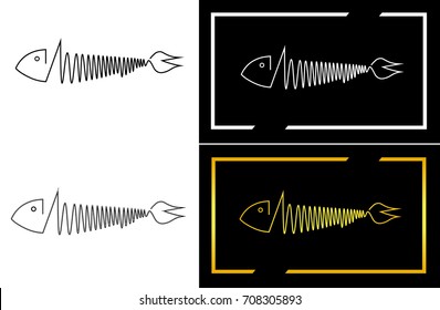 fish. silhouette of fish from lines. set of four logos.