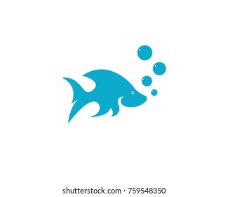 Fish silhouette logo design template