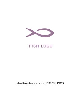 Fish silhouette logo. Vector abstract minimalistic illustration fishing. Tuna, salmon icon. Aquarium, pet shop, marina, fish restaurant, seafood vector flat style logotype modern.
