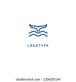 Fish silhouette logo. Vector abstract minimalistic illustration fishing. Whale icon. Aquarium, pet shop, marina, vector flat style logotype modern.