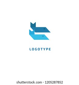 Fish silhouette logo. Vector abstract minimalistic illustration fishing. Tuna, salmon icon. Aquarium, pet shop, marina, fish restaurant, seafood vector flat style logotype modern.