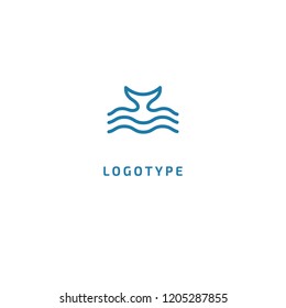 Fish silhouette logo. Vector abstract minimalistic illustration fishing. Whale icon. Aquarium, pet shop, marina, vector flat style logotype modern.