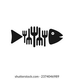 Fischsilhouette aus Küchengabeln. Kreatives abstraktes Vektordesign.
