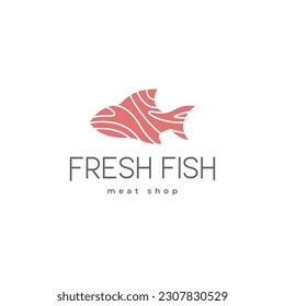 Fish silhouette meat pattern abstract simple logo icon vector illustration