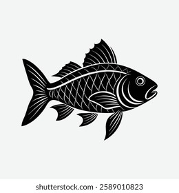 a fish silhouette on a white background