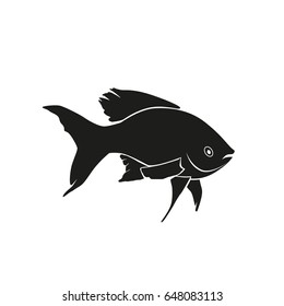 fish silhouette on the white background, icon