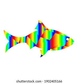fish silhouette with rainbow coloring, vector illustration