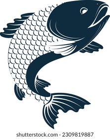 Fish silhouette with scales, symbol for fishing and sea food