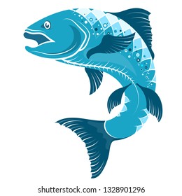 Fish silhouette for sea food and fishing