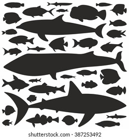 Fish silhouette set