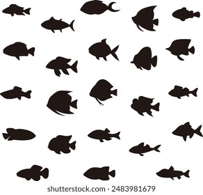 juego de silueta de pez ilustración : Vector