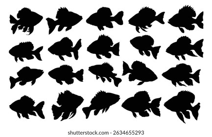 Fish silhouette set vector design big pack of fish illustration and icon