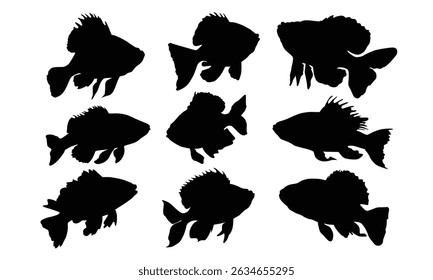 Fish silhouette set vector design big pack of fish illustration and icon