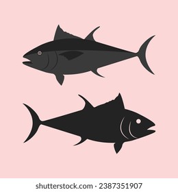 Fish silhouette vector Art Illustration Fishing rod man