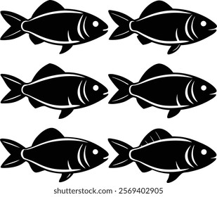 Fish silhouette vector art and illustration.