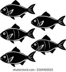 fish silhouette vector art and illustration.